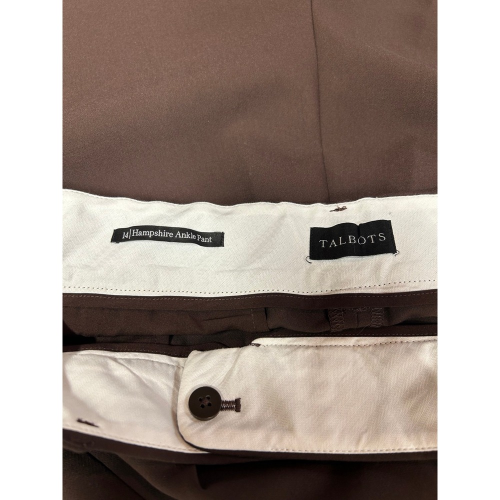 Talbots Hampshire Ankle Pants‎ Brown Slim Straight Career Trousers Size 14 - Picture 4 of 5
